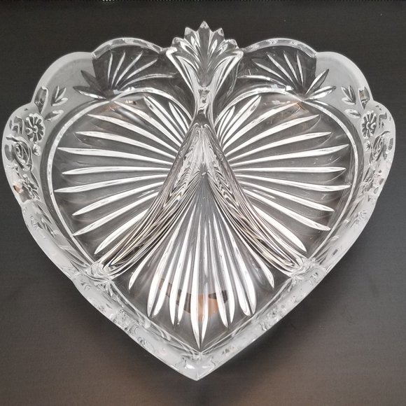 Bleikristall Crystal Other - Bleikristall Crystal Divided Heart-Shaped Frosted & Clear Dish